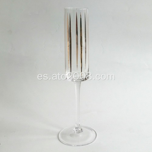 Copa de flauta de champán con calcomanía dorada
